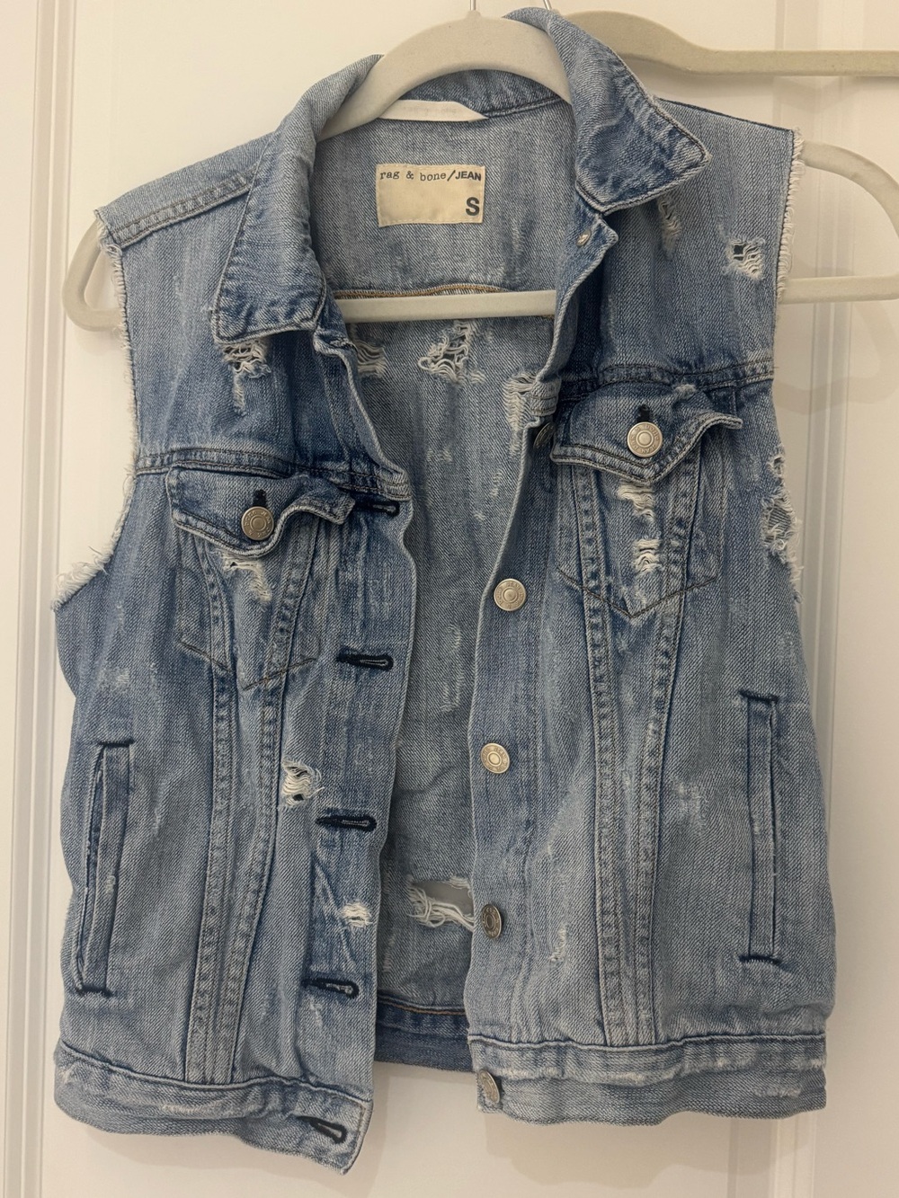 Rag & Bone JEAN Distressed Denim Vest Size Small - Picture 9 of 10